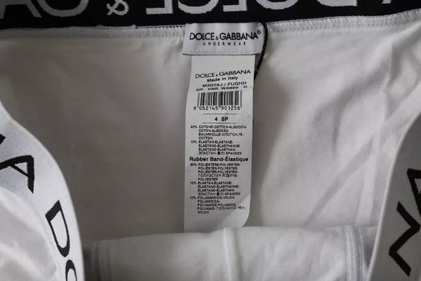 Dolce & Gabbana White Logo Cotton Stretch Brando Slip Underwear