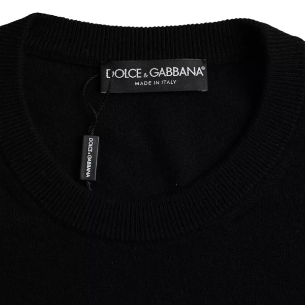 Dolce & Gabbana Black Cashmere Crew Neck Pullover Sweater