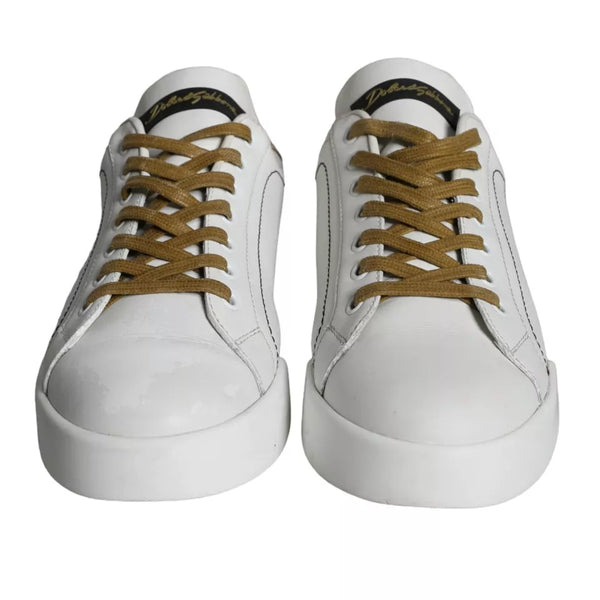 Dolce & Gabbana White Leather Portofino Low Top Sneakers Shoes