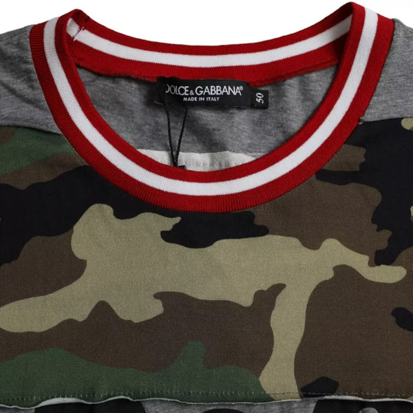 Dolce & Gabbana Multicolor Camouflage Cotton Crew Neck Men T-shirt