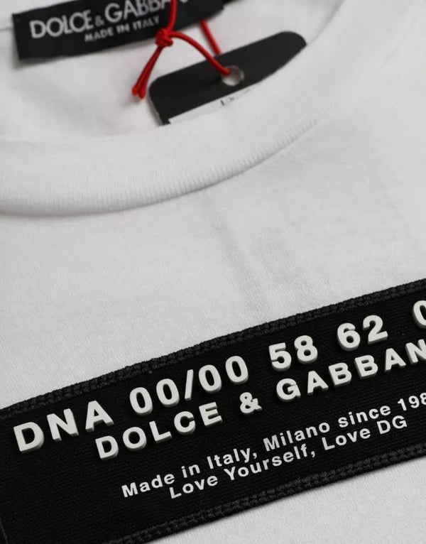 Dolce & Gabbana White Cotton DG Applique Men Casual T-shirt