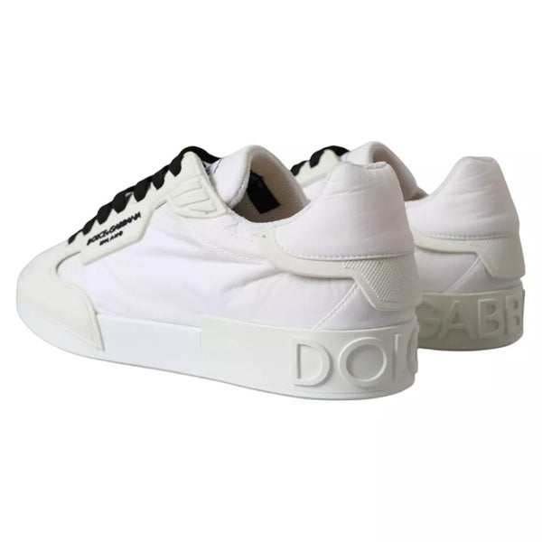 Dolce & Gabbana White Portofino Logo Low Top Trainers Sneakers Shoes