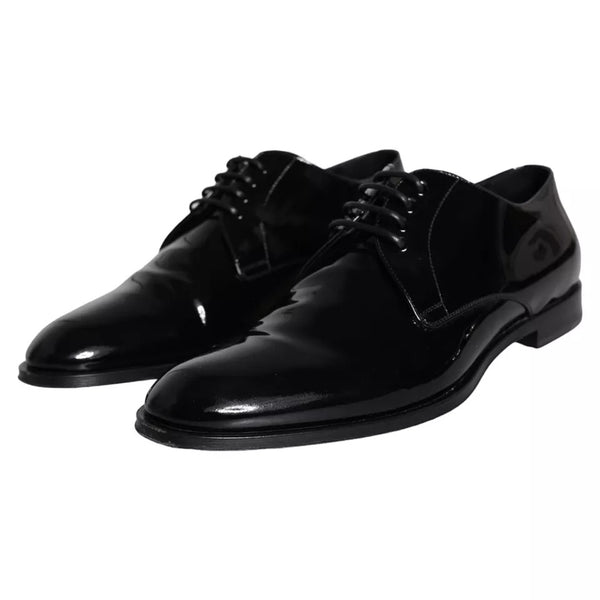 Dolce & Gabbana Black Calfskin Leather Derby Men Dress Shoes