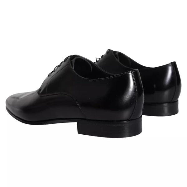 Dolce & Gabbana Black Calf Leather Derby Men Dress Shoes