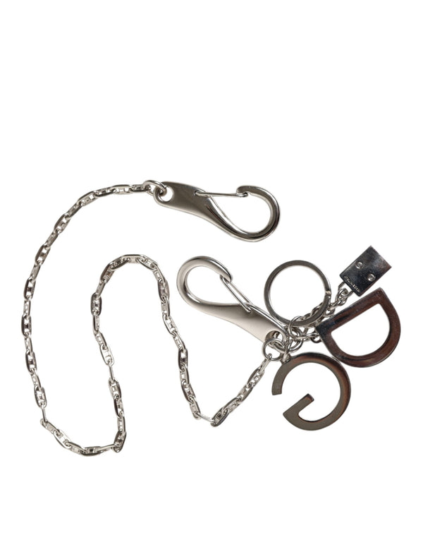 Dolce & Gabbana Silver Tone Metal DG Logo Link Chain Keychain Keyring