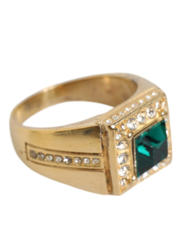 Dolce & Gabbana Gold Plated 925 Silver Green Crystal Ring