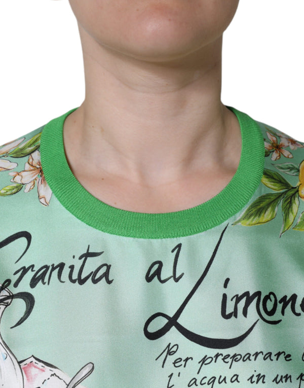 Dolce & Gabbana Green Silk Granita Al Limone Long Sleeves Sweater