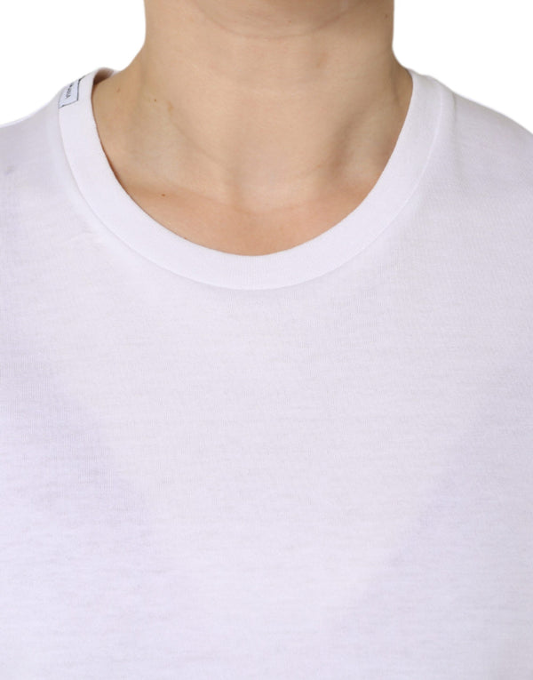 Dolce & Gabbana White Cotton Sleeveless Crew Neck T-shirt