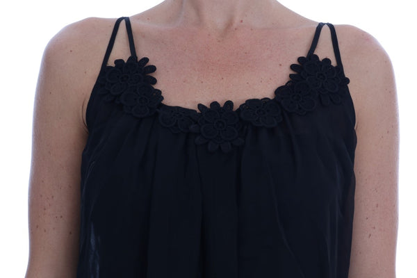 Dolce &amp; Gabbana Black Silk Lace Chemise -mekko