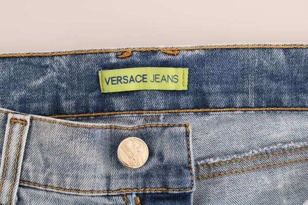 Versace Jeans Blue Wash Torn Stretch Slim Fit Farkut