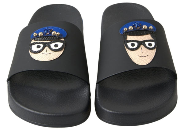 Dolce &amp; Gabbana Black Slides Sandals Beach Saint Barth -kengät