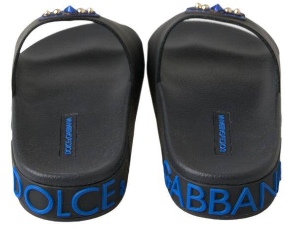 Dolce &amp; Gabbana Black Slides Sandals Beach Saint Barth -kengät