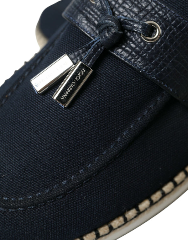 Dolce & Gabbana Elegant Navy Blue Fabric Loafers