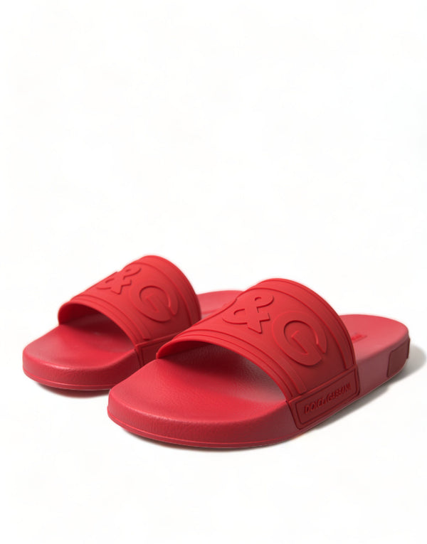 Dolce &amp; Gabbana Red Rubber Summer Beach Slides -sandaalit