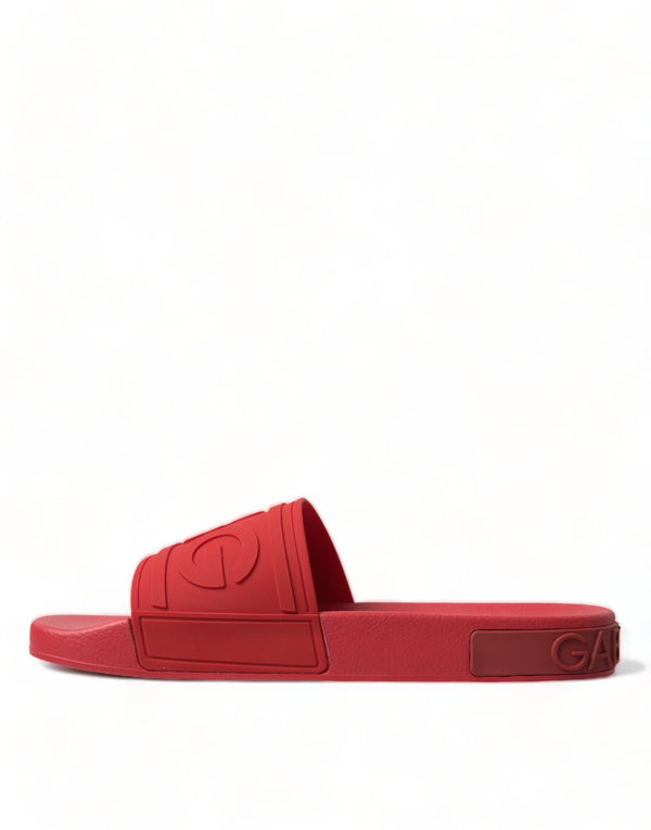 Dolce &amp; Gabbana Red Rubber Summer Beach Slides -sandaalit