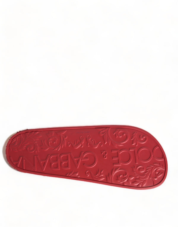 Dolce &amp; Gabbana Red Rubber Summer Beach Slides -sandaalit