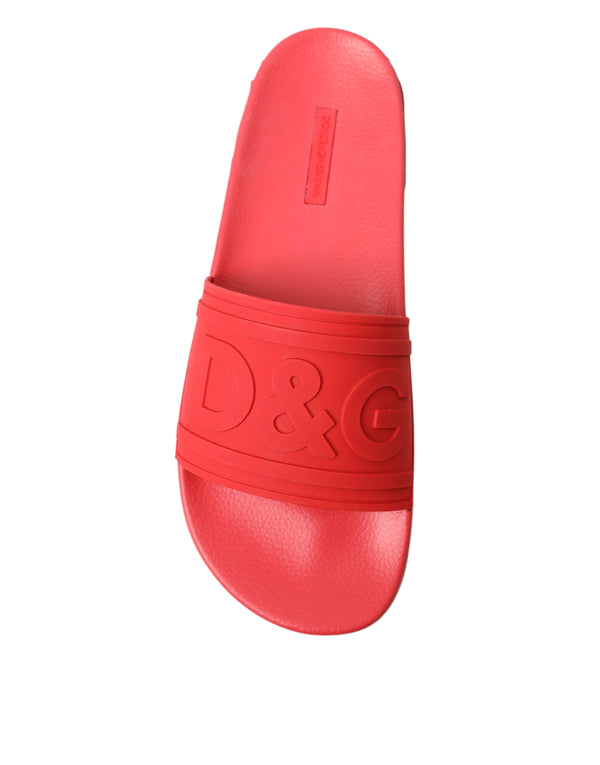 Dolce &amp; Gabbana Red Rubber Summer Beach Slides -sandaalit