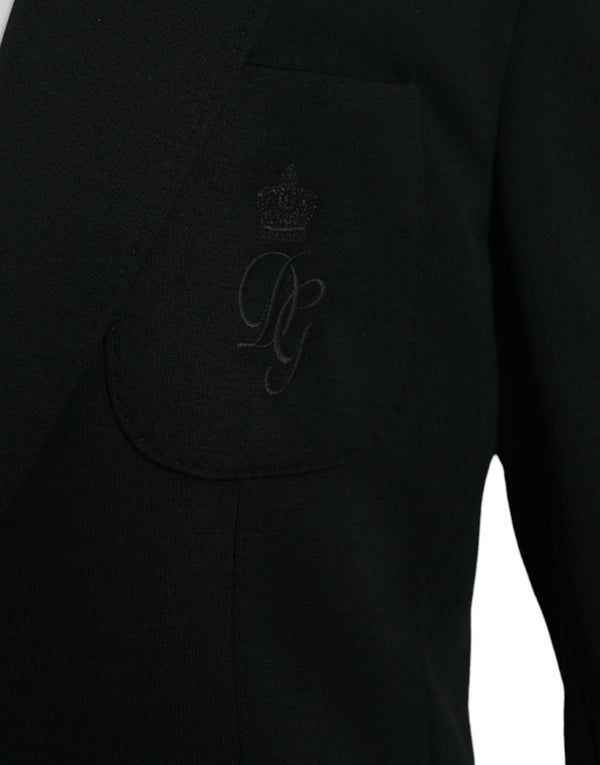 Dolce & Gabbana Black Wool Single Breasted Coat Blazer