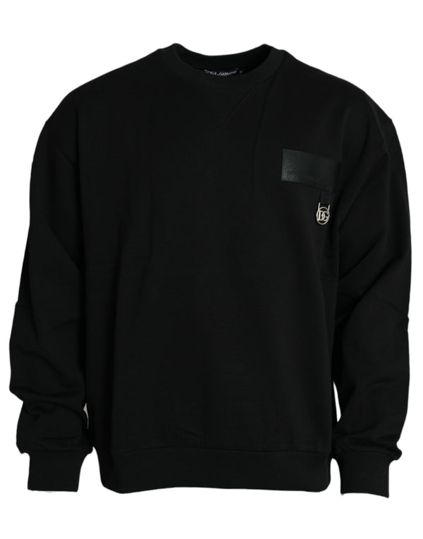 Dolce & Gabbana Black Logo Cotton Long Sleeves Sweatshirt Sweater