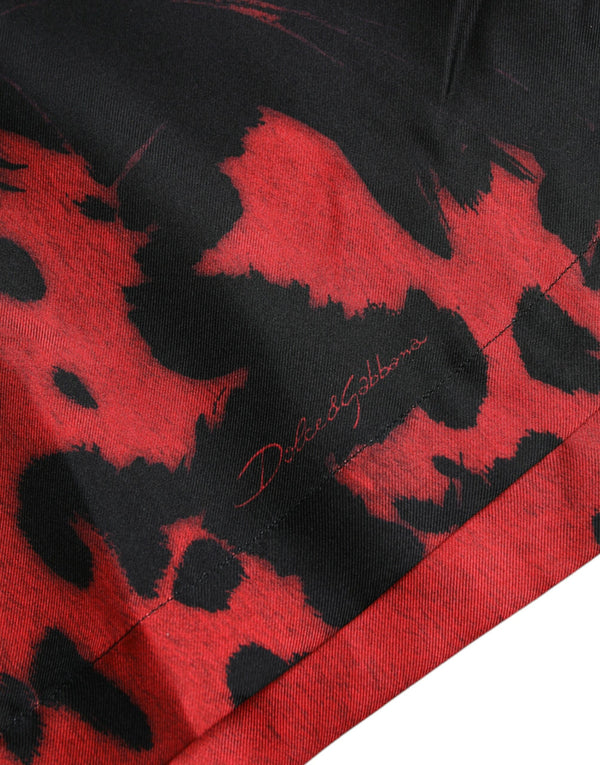 Dolce & Gabbana Red Leopard Silk Button Down Casual Shirt