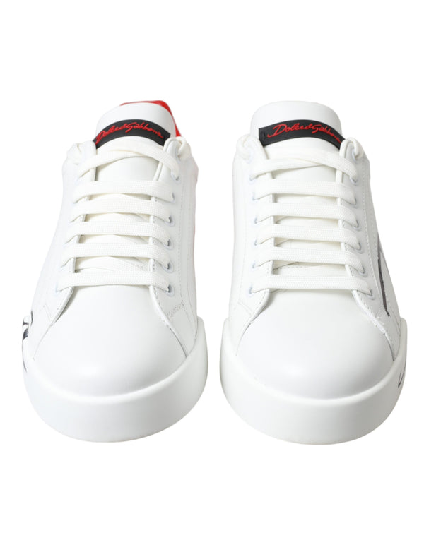 Dolce & Gabbana Chic Red and White Leather Sneakers