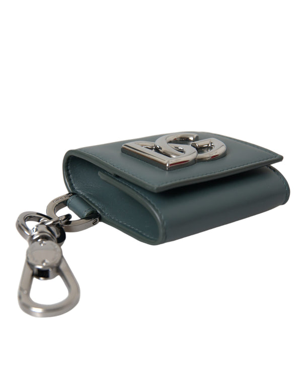 Dolce & Gabbana Green Leather DG Logo Keyring Coin Purse Keyring Wallet