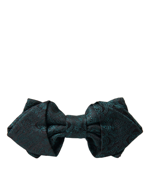 Dolce & Gabbana Green Bandana Silk Adjustable Neck Bow Tie