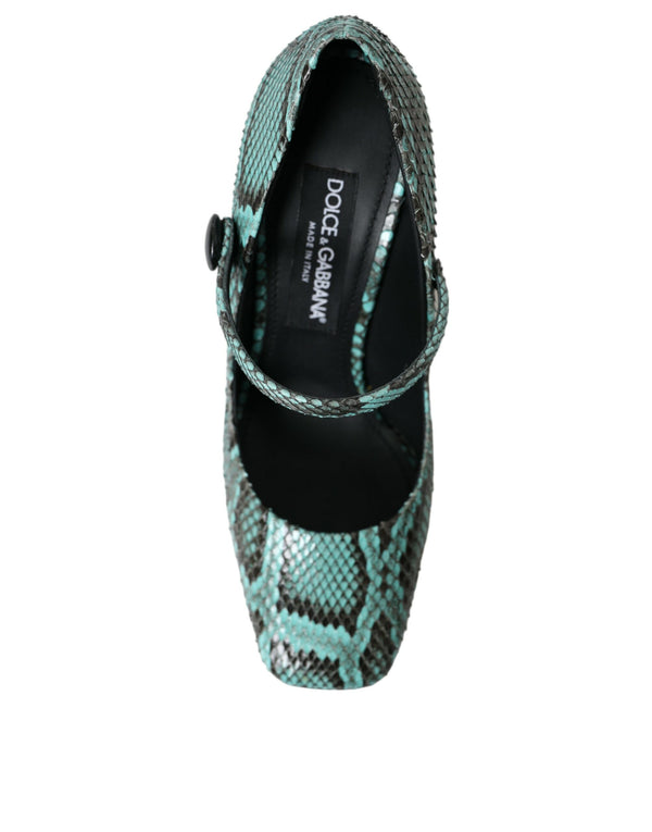 Dolce & Gabbana Aqua Python Leather Mary Jane Pumps Shoes