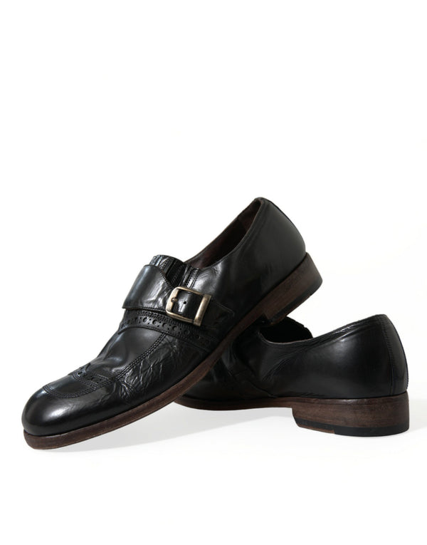 Dolce & Gabbana Elegant Black Leather Moccasins Dress Shoes