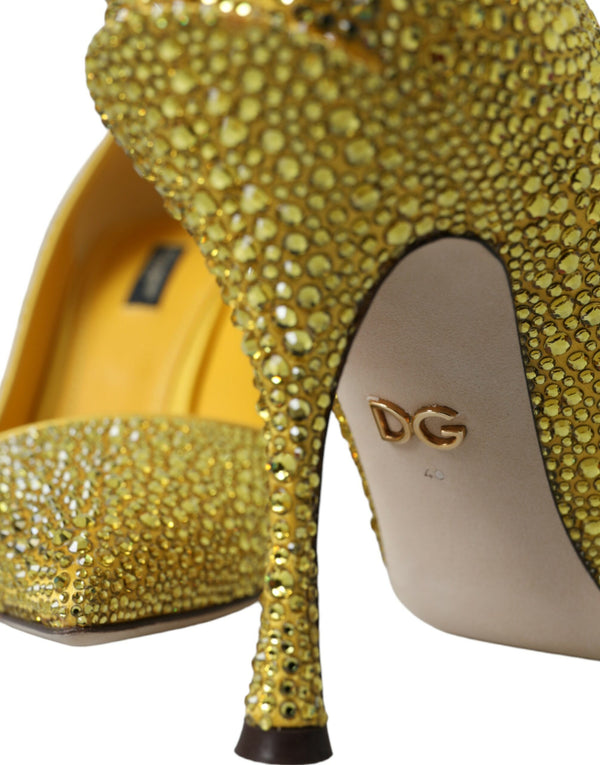 Dolce & Gabbana Yellow Strass Crystal Heels Pumps Shoes