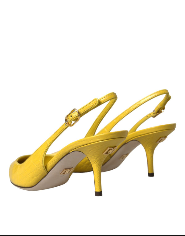 Dolce & Gabbana Yellow Leather Slingbacks Heels Shoes