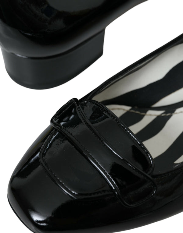 Dolce & Gabbana Black Patent Leather Block Heels Pumps Shoes
