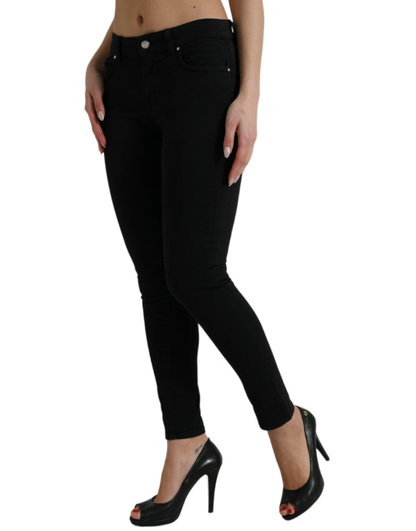 Dolce & Gabbana Chic Black Mid Waist Stretch Jeans
