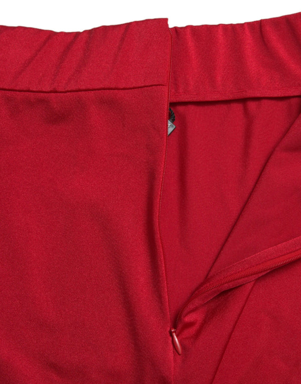 Dolce & Gabbana Chic Red High Waist Leggings Pants