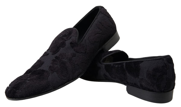 Dolce &amp; Gabbana Black Brocade Loafers juhlakengät