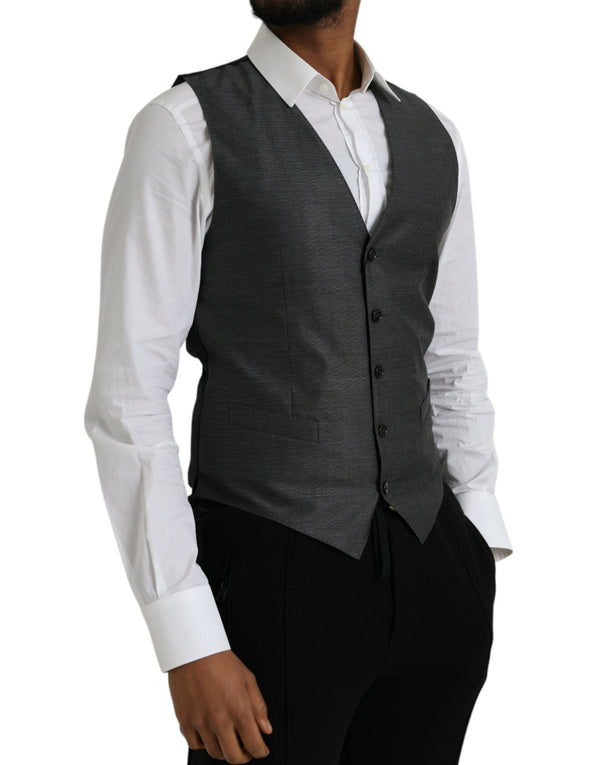 Dolce & Gabbana Gray Wool Formal Dress Waistcoat Vest