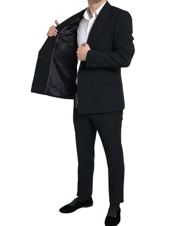 Dolce &amp; Gabbana musta 2-osainen kaksirivinen SICILIA-puku