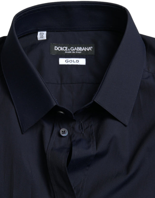 Dolce & Gabbana Elegant Navy Jacquard Dress Shirt