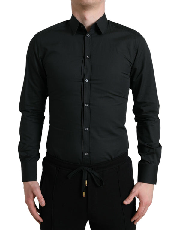 Dolce & Gabbana Elegant Slim Black Silk Blend Dress Shirt