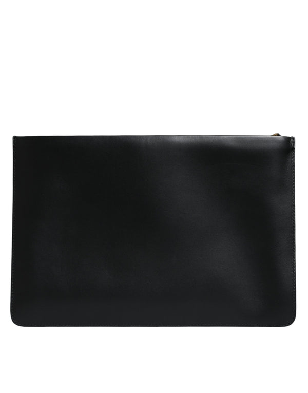 Dolce & Gabbana Black Calfskin Leather Mediterranean Pouch Bag