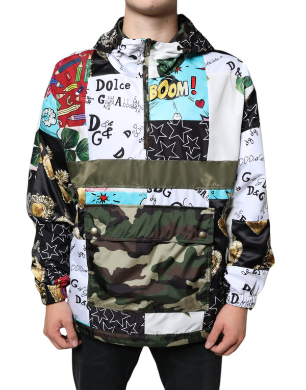 Dolce & Gabbana Multicolor Patchwork Cotton Hooded Jacket