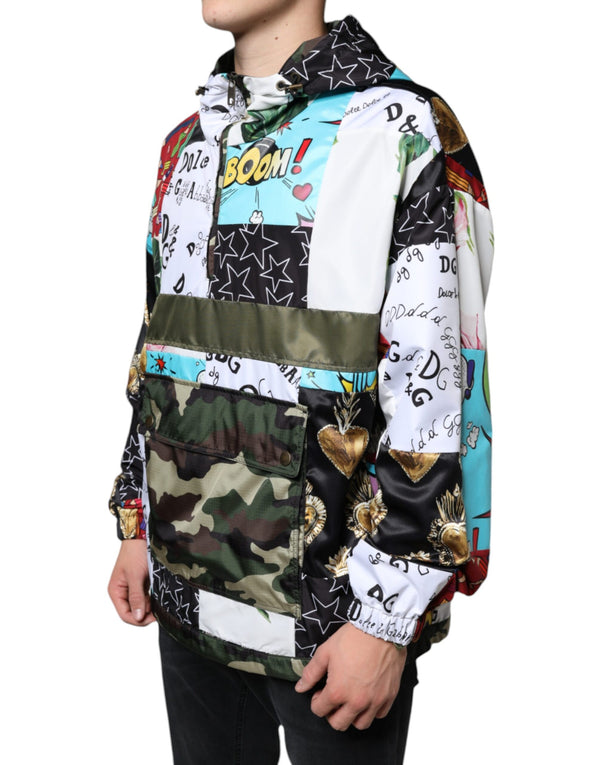 Dolce & Gabbana Multicolor Patchwork Cotton Hooded Jacket