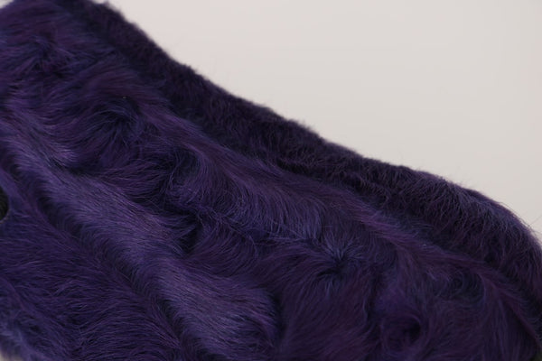 Dolce & Gabbana Plush Purple Sheep Fur Loafers