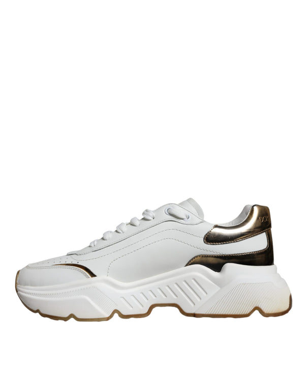 Dolce & Gabbana White Gold DAYMASTER Leather Sneakers Shoes