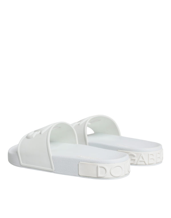 Dolce & Gabbana White Rubber Slides Sandals Beachwear Shoes