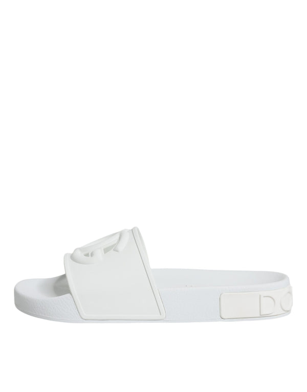 Dolce & Gabbana White Rubber Slides Sandals Beachwear Shoes