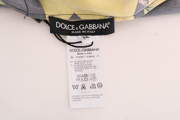 Dolce & Gabbana Sicilian Lemon Print Silk Blouse