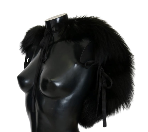 Dolce &amp; Gabbana Black Silver Fox Fur huivi