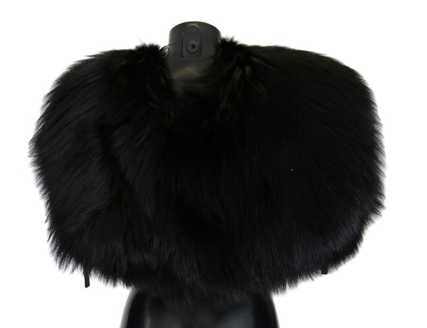 Dolce &amp; Gabbana Black Silver Fox Fur huivi