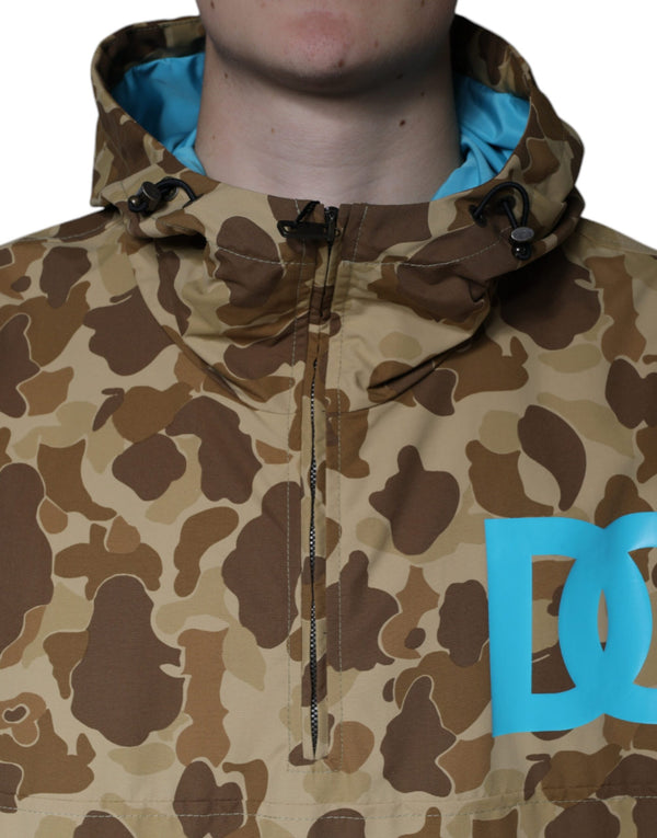 Dolce & Gabbana Brown Camouflage Hooded Pullover Jacket